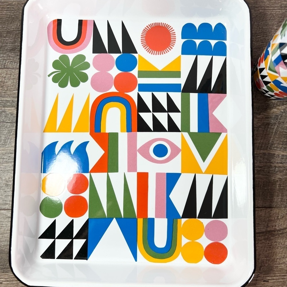 Lisa Congdon enamelware set Tray cups Brand New Crow Canyon art limited edition - Picture 2 of 11